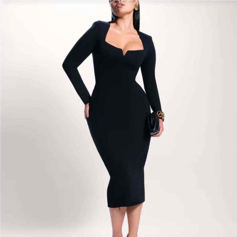 Ta3 Sexy Black Midi Dress